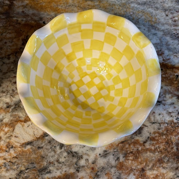 Hand Painted Yellow Checkered Bowls-Patti Cappell Design for Two’s Company - Picture 7 of 14
